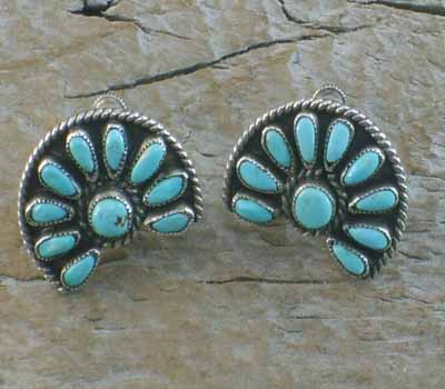 Vintage Turquoise Screwback Earrings Turquoise